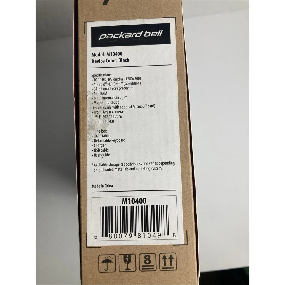 Packard Bell 2 in 1  10.1 in Detachable Laptop Black